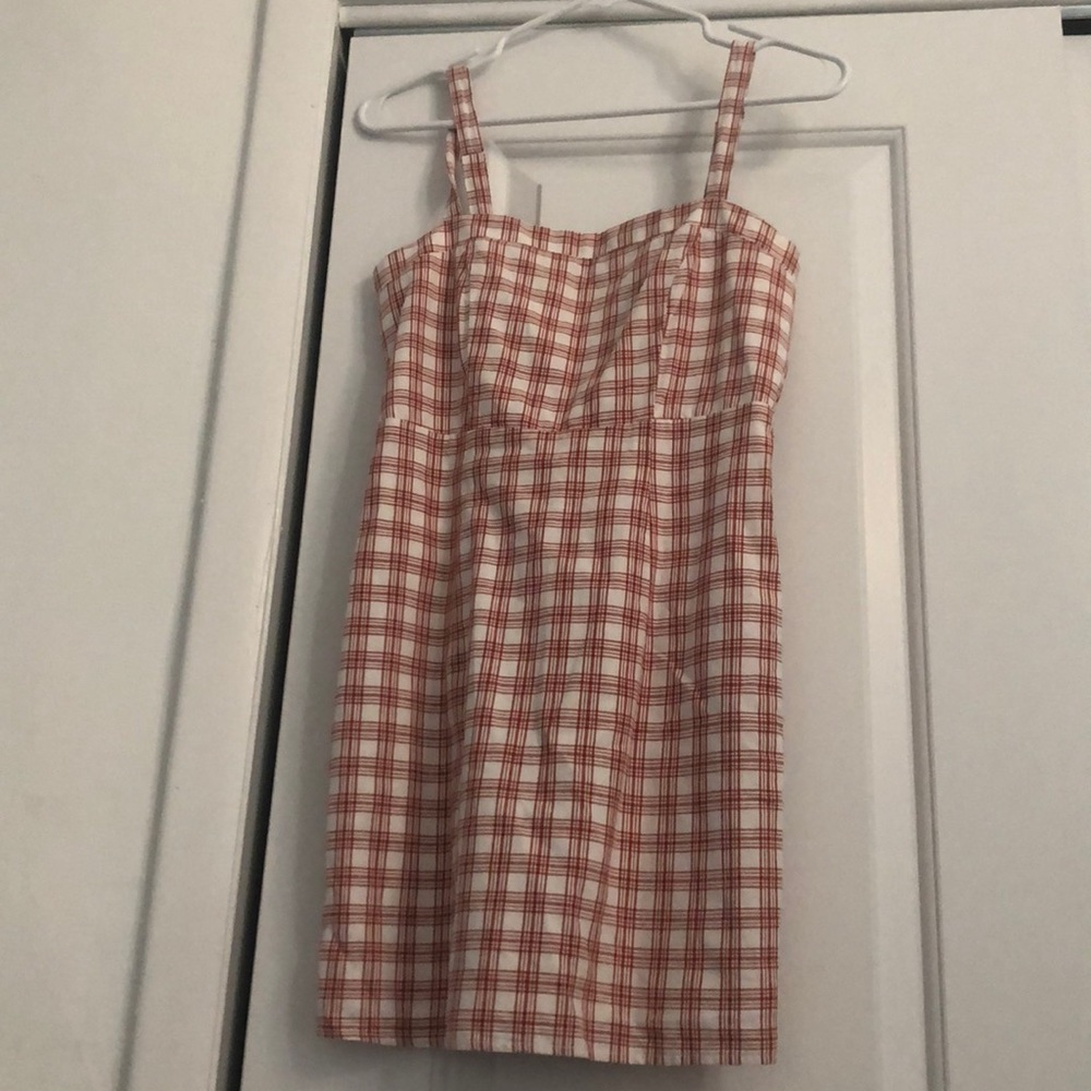 Red plaid fitted dress